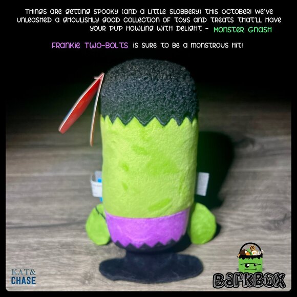 NWT Bark Box Frankie Two Bolts Frankenstein Halloween Plush Green Sz L Dog Toy - Picture 2 of 10